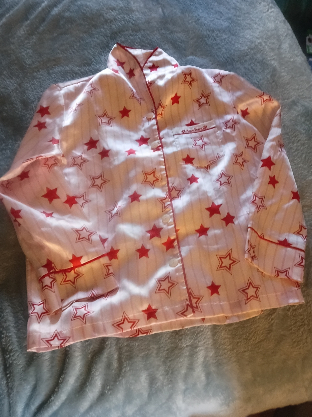 American Girl Pink and Red Star Pajama Top